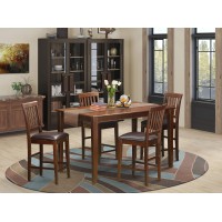 East West Furniture Duvn5H-Mah-Lc Dudley 5 Piece Counter Height Set Includes A Rectangle Kitchen Table And 4 Faux Leather Upholstered Dining Chairs, 36X60 Inch
