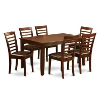 East West Furniture Duml7-Mah-Lc Dudley 7 Piece Room Furniture Set Consist Of A Rectangle Dining Table And 6 Faux Leather Upholstered Chairs, 36X60 Inch