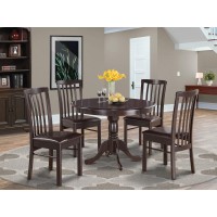 East West Furniture Hartland 5 Piece Dinette Set For 4 Includes A Round Kitchen Table And 4 Faux Leather Upholstered Dining Chairs, 42X42 Inch, Cappuccino