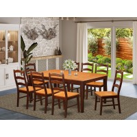 East West Furniture Henl9-Brn-W 9 Piece Kitchen Table & Chairs Set Includes A Rectangle Dining Room Table With Pedestal And 8 Dining Chairs, 42X72 Inch, Brown