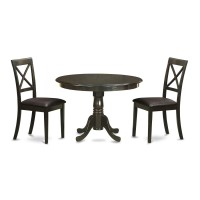 East West Furniture Hlbo3-Cap-Lc 3 Piece Dining Table Set For Small Spaces Contains A Round Dining Room Table With Pedestal And 2 Faux Leather Upholstered Chairs, 42X42 Inch, Cappuccino