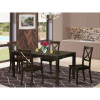 East West Furniture Lybo5-Cap-W Lynfield 5 Piece Dining Set For 4 Includes A Rectangle Kitchen Table With Butterfly Leaf And 4 Dinette Chairs, 36X66 Inch, Cappuccino