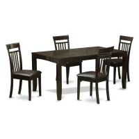 East West Furniture Lyca5-Cap-Lc Lynfield 5 Piece Kitchen Set For 4 Includes A Rectangle Dining Room Table With Butterfly Leaf And 4 Faux Leather Upholstered Chairs, 36X66 Inch