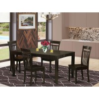 East West Furniture Lyca5-Cap-W Lynfield 5 Piece Modern Set Includes A Rectangle Wooden Table With Butterfly Leaf And 4 Dining Chairs, 36X66 Inch, Cappuccino