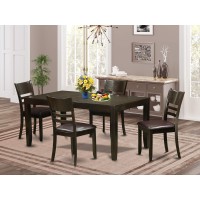 East West Furniture Lyfd5-Cap-Lc Lynfield 5 Piece Kitchen Set For 4 Includes A Rectangle Dining Room Table With Butterfly Leaf And 4 Faux Leather Upholstered Chairs, 36X66 Inch
