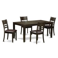 East West Furniture Lyfd5-Cap-Lc Lynfield 5 Piece Kitchen Set For 4 Includes A Rectangle Dining Room Table With Butterfly Leaf And 4 Faux Leather Upholstered Chairs, 36X66 Inch