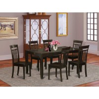 East West Furniture Lyca7-Cap-W Lynfield 7 Piece Set Consist Of A Rectangle Dining Table With Butterfly Leaf And 6 Kitchen Chairs, 36X66 Inch, Cappuccino