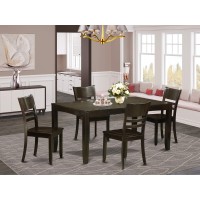 East West Furniture Lyfd5-Cap-W Lynfield 5 Piece Dining Set For 4 Includes A Rectangle Kitchen Table With Butterfly Leaf And 4 Dinette Chairs, 36X66 Inch