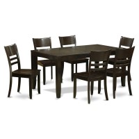 East West Furniture Lyfd7-Cap-W Lynfield 7 Piece Kitchen Set Consist Of A Rectangle Table With Butterfly Leaf And 6 Dining Room Chairs, 36X66 Inch