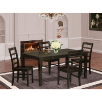 East West Furniture Lypf5-Cap-W Lynfield 5 Piece Kitchen Set Includes A Rectangle Table With Butterfly Leaf And 4 Dining Room Chairs, 36X66 Inch