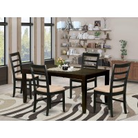 East West Furniture Lypf5-Cap-C Lynfield 5 Piece Kitchen Set For 4 Includes A Rectangle Dining Room Table With Butterfly Leaf And 4 Linen Fabric Upholstered Chairs, 36X66 Inch