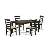 East West Furniture Lypf5-Cap-C Lynfield 5 Piece Kitchen Set For 4 Includes A Rectangle Dining Room Table With Butterfly Leaf And 4 Linen Fabric Upholstered Chairs, 36X66 Inch
