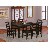 East West Furniture Lypf7-Cap-W Lynfield 7 Piece Set Consist Of A Rectangle Dining Room Table With Butterfly Leaf And 6 Wood Seat Chairs, 36X66 Inch