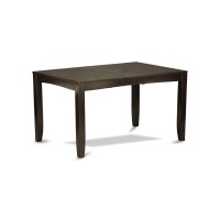 East West Furniture Lypf7-Cap-W Lynfield 7 Piece Set Consist Of A Rectangle Dining Room Table With Butterfly Leaf And 6 Wood Seat Chairs, 36X66 Inch