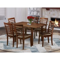 East West Furniture Mila7-Mah-Lc Milan 7 Piece Kitchen Set Consist Of A Rectangle Table With Butterfly Leaf And 6 Faux Leather Dining Room Chairs, 36X54 Inch