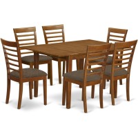 East West Furniture Mila7-Sbr-C Milan 7 Piece Kitchen Set Consist Of A Rectangle Table With Butterfly Leaf And 6 Linen Fabric Dining Room Chairs, 36X54 Inch