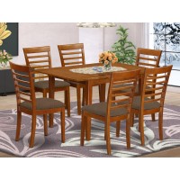 East West Furniture Mila7-Sbr-C Milan 7 Piece Kitchen Set Consist Of A Rectangle Table With Butterfly Leaf And 6 Linen Fabric Dining Room Chairs, 36X54 Inch