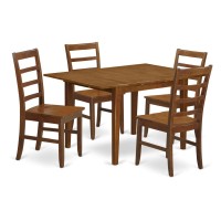East West Furniture Milan 5 Piece Dining Set For 4 Includes A Rectangle Kitchen Table With Butterfly Leaf And 4 Dinette Chairs, 36X54 Inch, Saddle Brown