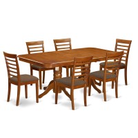 East West Furniture Naml7-Sbr-C Napoleon 7 Piece Dining Room Furniture Set Consist Of A Rectangle Kitchen Table With Butterfly Leaf And 6 Linen Fabric Upholstered Chairs, 40X78 Inch