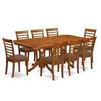 East West Furniture Naml9-Sbr-C Napoleon 9 Piece Dining Room Furniture Set Includes A Rectangle Kitchen Table With Butterfly Leaf And 8 Linen Fabric Upholstered Chairs, 40X78 Inch