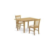 East West Furniture Nofk3-Oak-C 3 Piece Room Furniture Set Contains A Rectangle Wooden Table With Butterfly Leaf And 2 Linen Fabric Kitchen Dining Chairs, 32X54 Inch