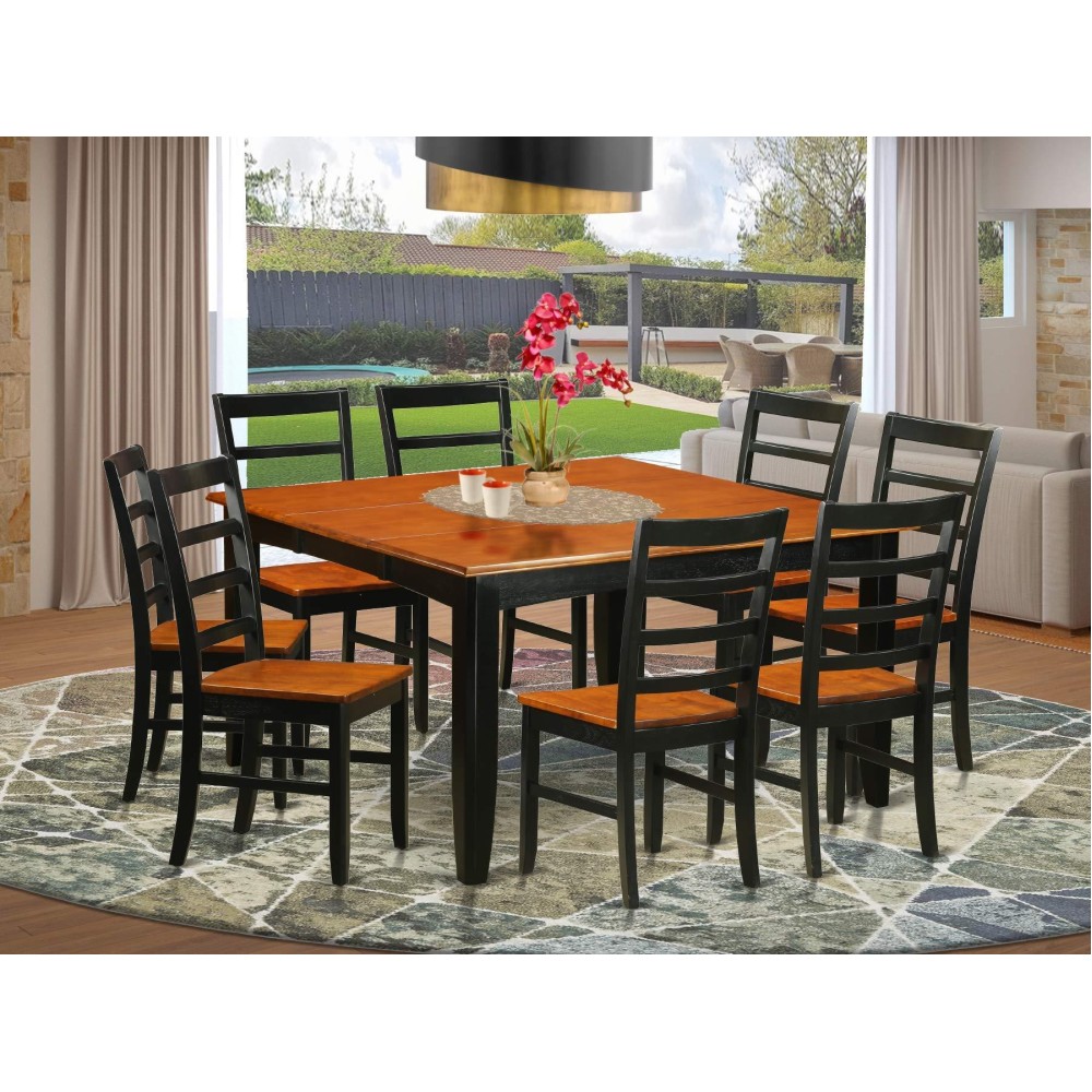 5 Pc Dining Room Set-Square Table With Leaf Including 4 Dining Chairs