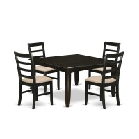 East West Furniture Parf5-Cap-C 5 Piece Set For 4 Includes A Square Table With Butterfly Leaf And 4 Linen Fabric Kitchen Dining Chairs, 54X54 Inch