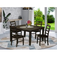 East West Furniture Parf5-Cap-W Parfait 5 Piece Kitchen Set Includes A Square Room Table With Butterfly Leaf And 4 Dining Chairs, 54X54 Inch