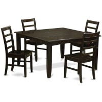 East West Furniture Parf5-Cap-W Parfait 5 Piece Kitchen Set Includes A Square Room Table With Butterfly Leaf And 4 Dining Chairs, 54X54 Inch