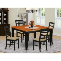 East West Furniture Parf6-Cap-C 6 Piece Set Contains A Square Dinner Table With Butterfly Leaf And 4 Linen Fabric Dining Room Chairs With A Bench, 54X54 Inch