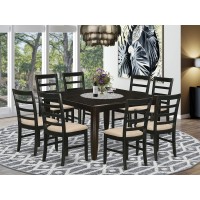 East West Furniture Parf9-Cap-C 9 Piece Dining Table Set Includes A Square Dining Room Table With Butterfly Leaf And 8 Linen Fabric Upholstered Chairs, 54X54 Inch, Cappuccino