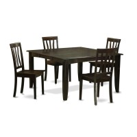 East West Furniture Pfan6-Cap-W 6 Piece Dining Set Contains A Square Dining Room Table With Butterfly Leaf And 4 Kitchen Chairs With A Bench, 54X54 Inch, Cappuccino