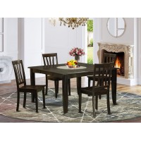 East West Furniture Pfan5-Cap-W 5 Piece Modern Dining Table Set Includes A Square Wooden Table With Butterfly Leaf And 4 Dining Room Chairs, 54X54 Inch, Cappuccino
