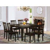 East West Furniture Pfan9-Cap-W 9 Piece Dining Room Table Set Includes A Square Kitchen Table With Butterfly Leaf And 8 Dining Chairs, 54X54 Inch, Cappuccino