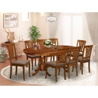 East West Furniture Pfav9-Sbr-C 9 Piece Dining Room Table Set Includes A Square Kitchen Table With Butterfly Leaf And 8 Linen Fabric Upholstered Dining Chairs, 54X54 Inch, Saddle Brown