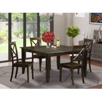 East West Furniture Pfbo5-Cap-W 5 Piece Dining Room Furniture Set Includes A Square Kitchen Table With Butterfly Leaf And 4 Dining Chairs, 54X54 Inch, Cappuccino