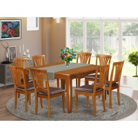 East West Furniture Pfav9-Sbr-Lc 9 Piece Dining Table Set Includes A Square Wooden Table With Butterfly Leaf And 8 Faux Leather Dining Room Chairs, 54X54 Inch, Saddle Brown