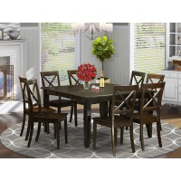 East West Furniture Pfbo9-Cap-W 9 Piece Modern Dining Table Set Includes A Square Wooden Table With Butterfly Leaf And 8 Kitchen Dining Chairs, 54X54 Inch, Cappuccino