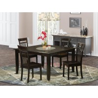 East West Furniture Pfca5-Cap-W 5 Piece Dining Table Set For 4 Includes A Square Kitchen Table With Butterfly Leaf And 4 Kitchen Dining Chairs, 54X54 Inch, Cappuccino