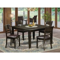 East West Furniture Pfly5-Cap-Lc 5 Piece Dining Room Table Set Includes A Square Kitchen Table With Butterfly Leaf And 4 Faux Leather Upholstered Dining Chairs, 54X54 Inch, Cappuccino