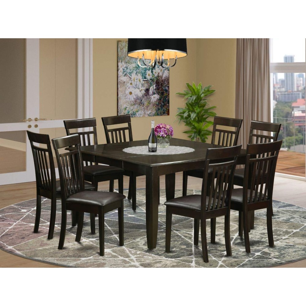 East West Furniture 9 Pc Dining Room Set-Table And 8 Kitchen Chairs.