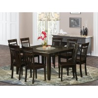 East West Furniture Pfca9-Cap-W 9 Piece Dining Table Set Includes A Square Wooden Table With Butterfly Leaf And 8 Dining Room Chairs, 54X54 Inch, Cappuccino
