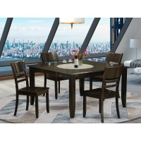 East West Furniture Pfly5-Cap-W 5 Piece Dining Set Includes A Square Dining Room Table With Butterfly Leaf And 4 Kitchen Chairs, 54X54 Inch, Cappuccino