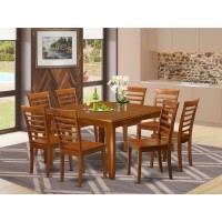 East West Furniture Parfait 9 Piece Set Includes A Square Dining Room Table With Butterfly Leaf And 8 Wooden Seat Chairs, 54X54 Inch, Saddle Brown
