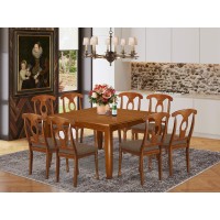 East West Furniture Pfna9-Sbr-C 9 Piece Kitchen Table & Chairs Set Includes A Square Dining Table With Butterfly Leaf And 8 Linen Fabric Dining Room Chairs, 54X54 Inch, Saddle Brown