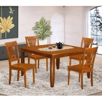 East West Furniture Parfait 5 Piece Kitchen Set Includes A Square Room Table With Butterfly Leaf And 4 Dining Chairs, 54X54 Inch, Pfpl5-Sbr-W