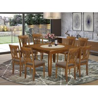 East West Furniture Parfait 9 Piece Set Includes A Square Wooden Table With Butterfly Leaf And 8 Linen Fabric Dining Room Chairs, 54X54 Inch, Pfpl9-Sbr-C