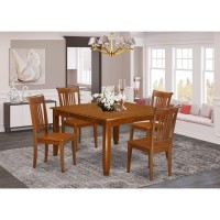 East West Furniture Parfait 5 Piece Dinette Set For 4 Includes A Square Table With Butterfly Leaf And 4 Dining Room Chairs, 54X54 Inch, Saddle Brown