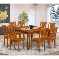 East West Furniture Parfait 9 Piece Kitchen Set Includes A Square Table With Butterfly Leaf And 8 Dining Room Chairs, 54X54 Inch, Pfpl9-Sbr-W