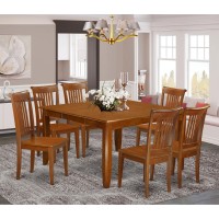East West Furniture Pfpo9-Sbr-W 9 Piece Dining Room Table Set Includes A Square Kitchen Table With Butterfly Leaf And 8 Dining Chairs, 54X54 Inch, Saddle Brown